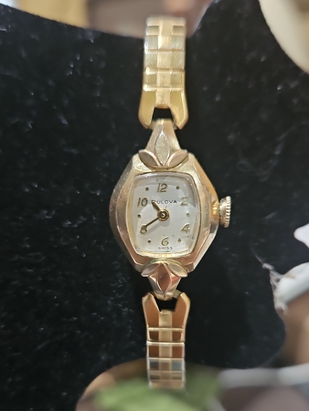 Bulova Women's Gold-tone Floral Accent Bracelet Watch